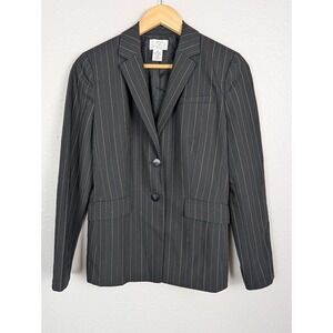 Ann taylor loft Stretch 6 Petite wool blend career black striped blazer Work 238
